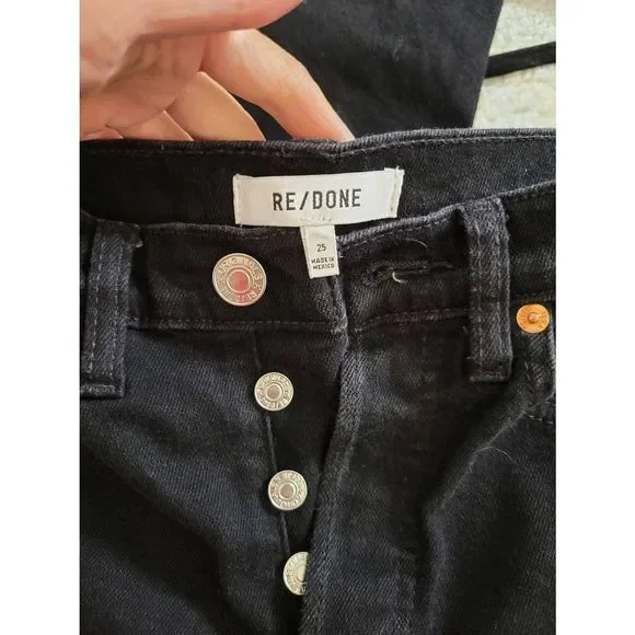Re/Done Originals 80s Slim Straight in Jet Black 25 - Picture 10 of 11